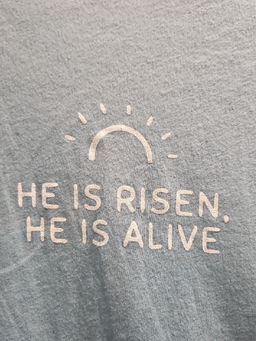 Light Blue Graphic T-Shirt - "He Is Risen, He Is Alive" - Picture 2 of 4